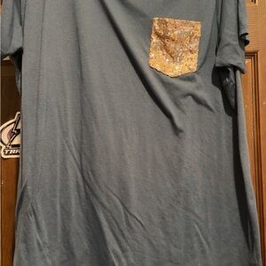 Women’s Blue Shirt with Gold Pocket